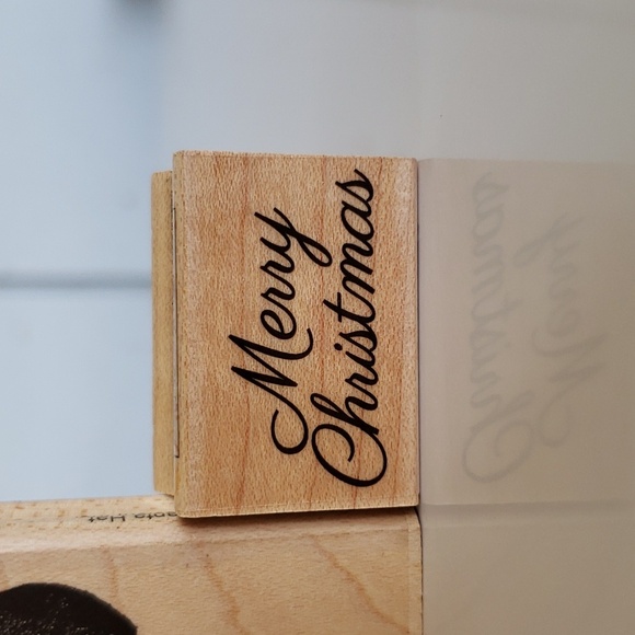 2 Stamps Merry Christmas Stamp F7025 Cat with Santa Hat - Picture 3 of 11